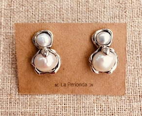 Pendientes artesanos con perla natural en Plata 5