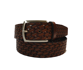 Cinturón Cuero grabado trenza marrón