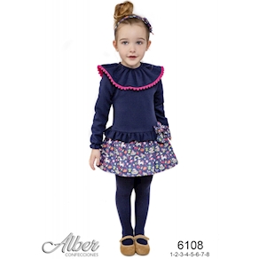 VESTIDO MARINO CON DETALLES FUCSIA